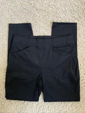 Travelers by Chicos size 1 ankle black pull on pants flat front straight