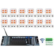  12 Rockville BEST PAR 50 Battery Wash Lights Wireless DMX Controller RGBWA UV