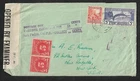 NEW ZEALAND TO US CENSOR DUE & MIXED FRANKING ON COVER 1943