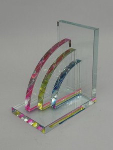 Max Studio Home Crystal Rainbow Bookend Lucite Acrylic Modern Decor 4.5 lbs.