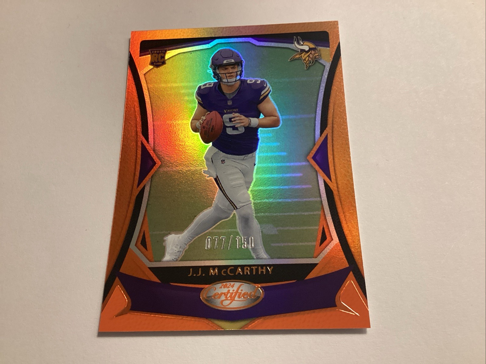 2024 Panini Certified - Rookies J.J. McCarthy #108 Mirror Orange /150 (RC)