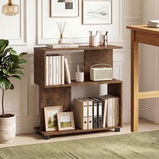 3-Tier Bookcase, Modern S-shaped Bookshelf w/Adjustable Feet Anti-tipping Kits