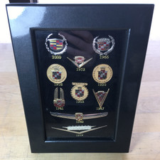 VTG GM Cadillac Licensed 10 Piece Lapel Pin Set 1902-2000 framed 8" x 6"