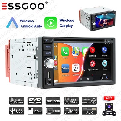 6.2'' Double 2 Din Apple CarPlay Car Stereo Bluetooth Radio CD DVD Player +Camera