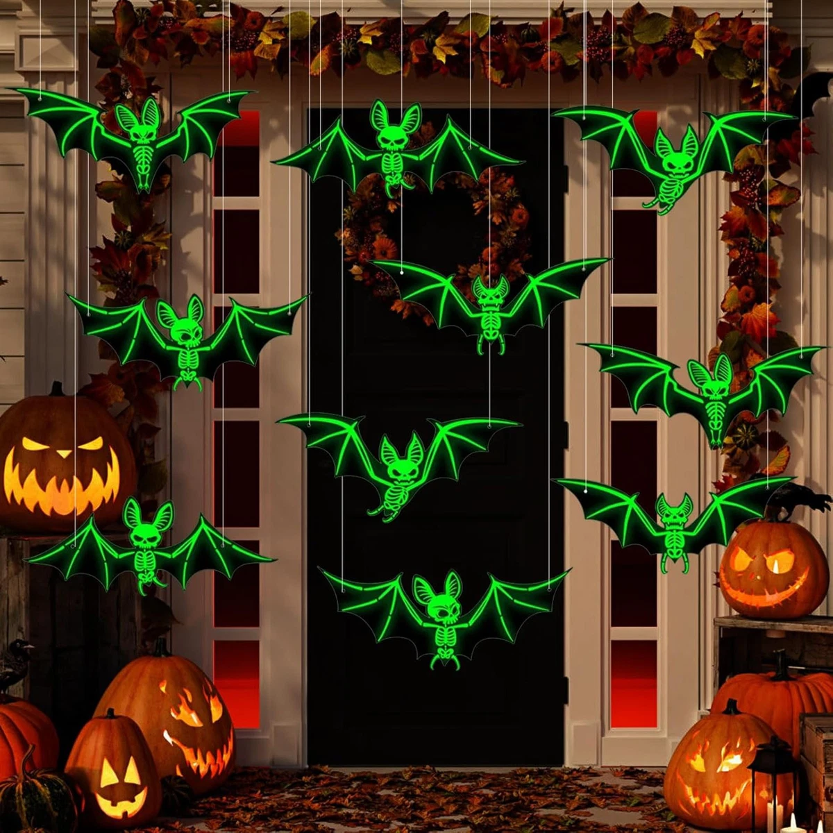 60 Stück LED Fledermaus Halloween Deko Set Outdoor Produktbild-Vorschau 3