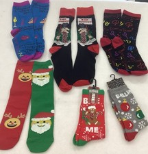 6 Pairs Socks for Men Santa Gift Assorted Festive Holiday/Christmas Socks Lot F