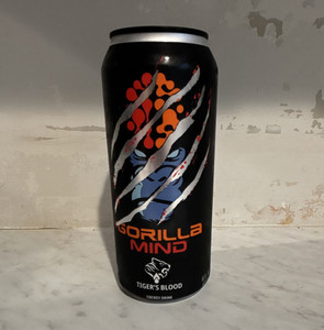 Gorilla Mind Energy Drink Can, Tiger's Blood Flavor, Exp 06.16.2027
