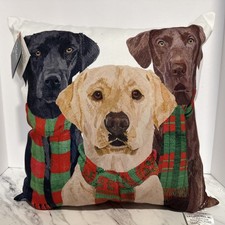Labrador Retriever Trio Throw Pillow Indoor Outdoor Christmas 16  x16  NEW W/TAGS