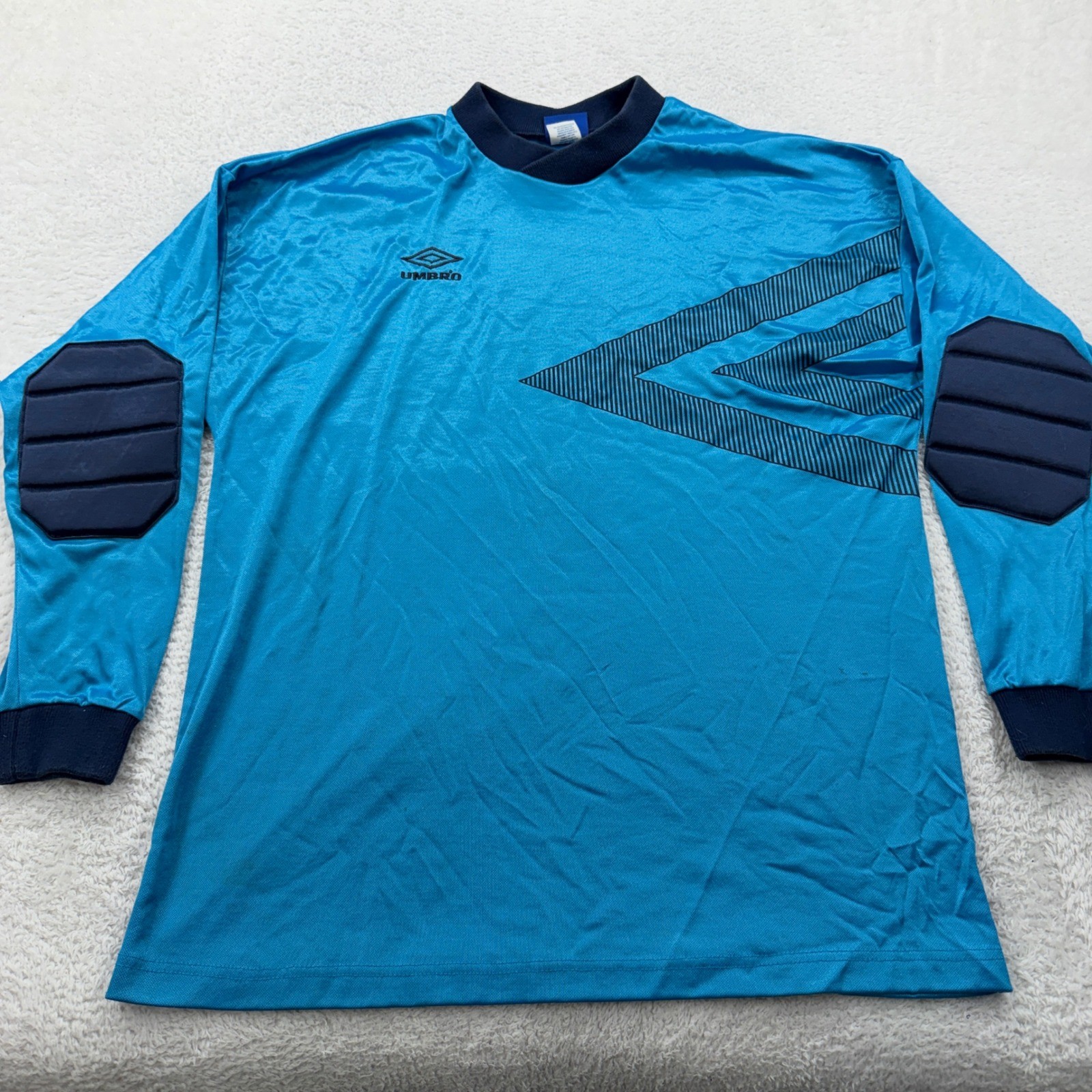 Umbro Vintage 90s Long Sleeve Soccer Goalie Jersey Teal Blue Padded Elbows L