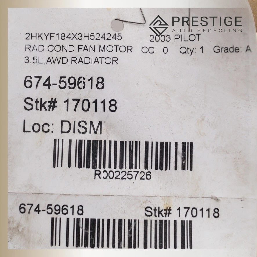 Motor ventilador radiador Honda Pilot 2003-2004 con cubierta 19015-PGK-A01 Foto 3 de 3