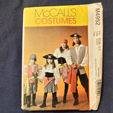 McCall's uncut sewing pattern costume M4952 Kids size 3 to 8 Pirate Outfit