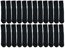 24 Units of Kids Black Solid Tube Socks Size 4-6 - Boys Crew Sock Black