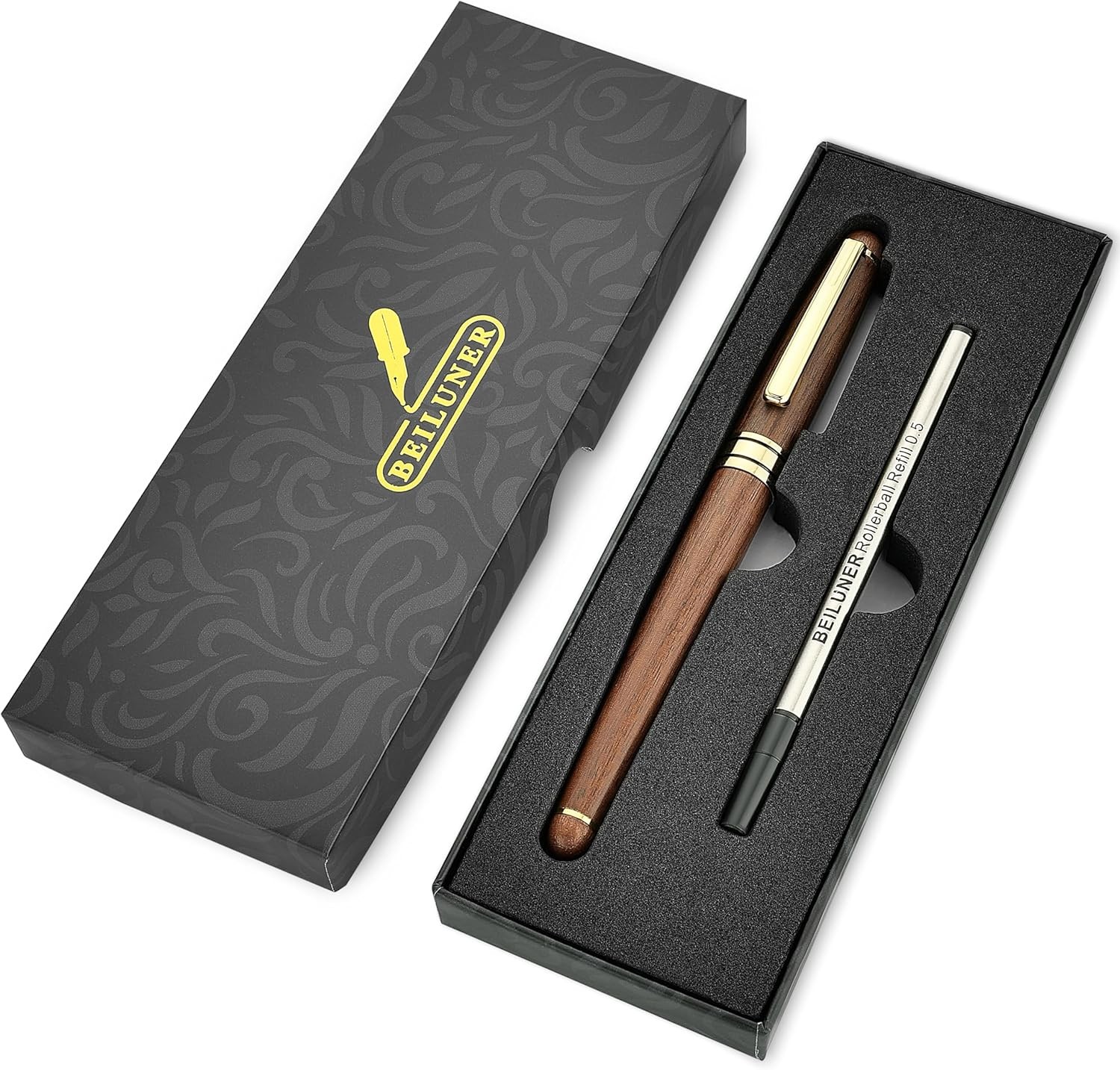BEILUNER Luxury Wood Ballpoint Pen Writing Set,Walnut-Elegant Fancy Nice Gift Pe