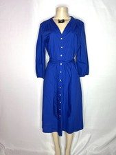 TALBOTS BLUE 100% COTTON BUTTON DOWN FRONT SHIRT DRESS SZ 10