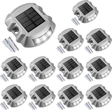 12-Pack Solar Deck & Driveway Lights, IP67 Waterproof LED Step Lights for Outdoo