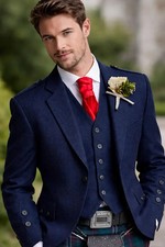 Men s Charcoal Grey Argyle Kilt Jacket Vest Handmade Scottish Wool Argyll
