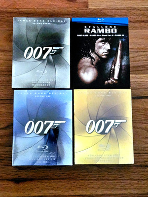 James Bond 007 Volumes 1 - 3 & Rambo Parts 1 - 3 Blu - ray MINT1 Free Shipping!