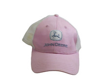 John Deere Womens Baseball Hat Adjustable Snap One Size Pink White FREE S H