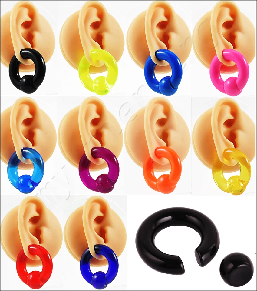 一对大号亚克力 UV & 纯色圈饰珠环耳环 00G — 第 2/4 张图片