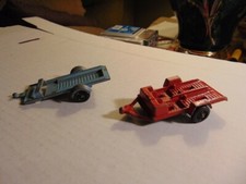 Vintage Lot of (2) Tootsietoy Flatbed Trailers Red & Blue Made In USA Chicago IL