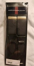 Alexander Julian Braces Suspenders XL 52 Black Strap Brass Hardware Button Tab