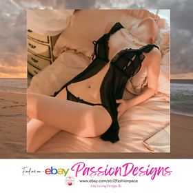 SENSUAL ELEGANCE TRANSPARENT LACE LINGERIE SLEEPWEAR OPEN BRA AND T-BACK THONG