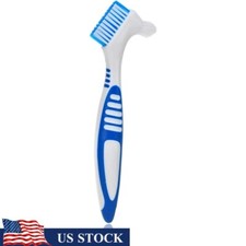 Denture Brush Hard Double Sided Ergonomic Anti-Slip Handle Cleaning Tool New