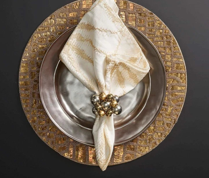 Anillo servilleta Kim Seybert Bauble en oro y plata L117014 Foto 3 de 3