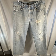 VINTAGE LEVI'S 501xx Button Fly Jeans 34x31 Red Tab Distressed 80s Made in USA