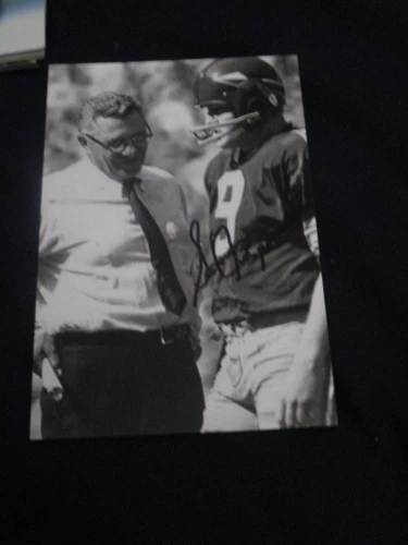 Washington Redskins SONNY JURGENSEN Signed 4x6 VINCE LOMBARDI Photo AUTOGRAPH 1C