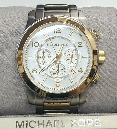 Orologio Michael Kors Runway Uomo Quadrante Argento Bicolore Bracciale MK8283
