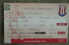 2007-08 Stoke City v Watford  - Championship  - Ticket Stub
