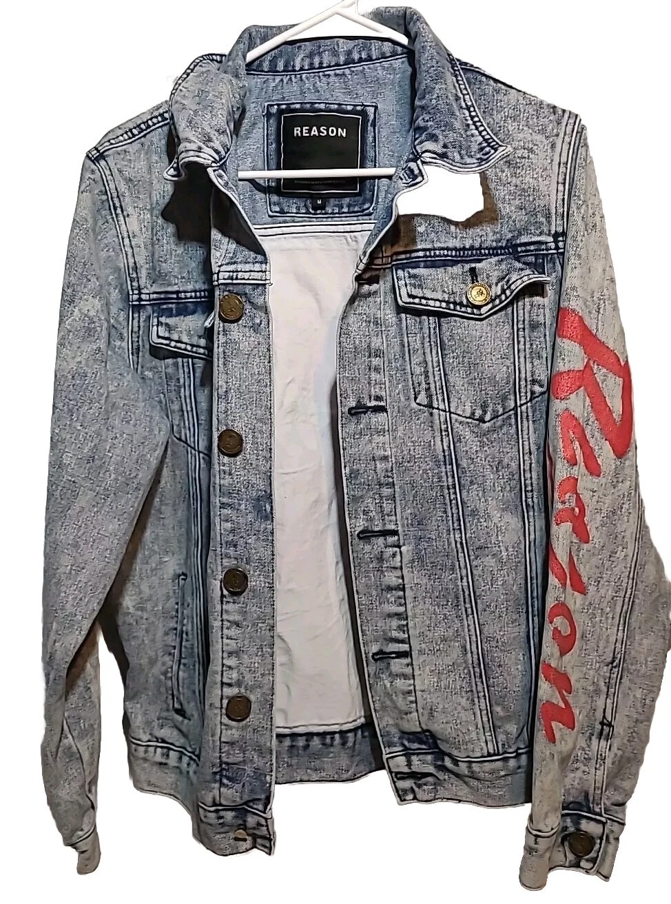 Vtg Denim Jacket Trucker Art To Wear Stonewash Punk Grunge Distress Streetware