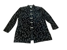J.b.s. Vintage Black Silver Glitter Starburst Velvet Blazer Jacket Plus Sz 18