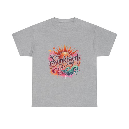 Sunkissed Unisex Heavy Cotton Tee, Summer Vibes Shirt, Colorful Beach Tee, - 第 7/30 張圖片