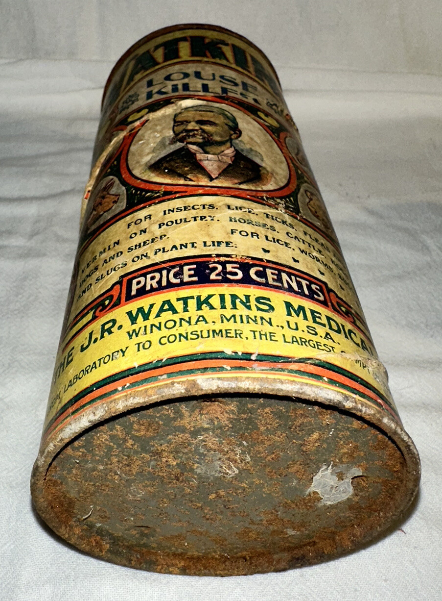 ANTIQUE RARE J.R. WATKINS MEDICAL CO TIN WINONA MN VET MEDICINE CAN