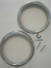 Chrome Headlight Trim Rings w/ Screws Volkswagen T1 Bug Super Beetle T2 Bus T3