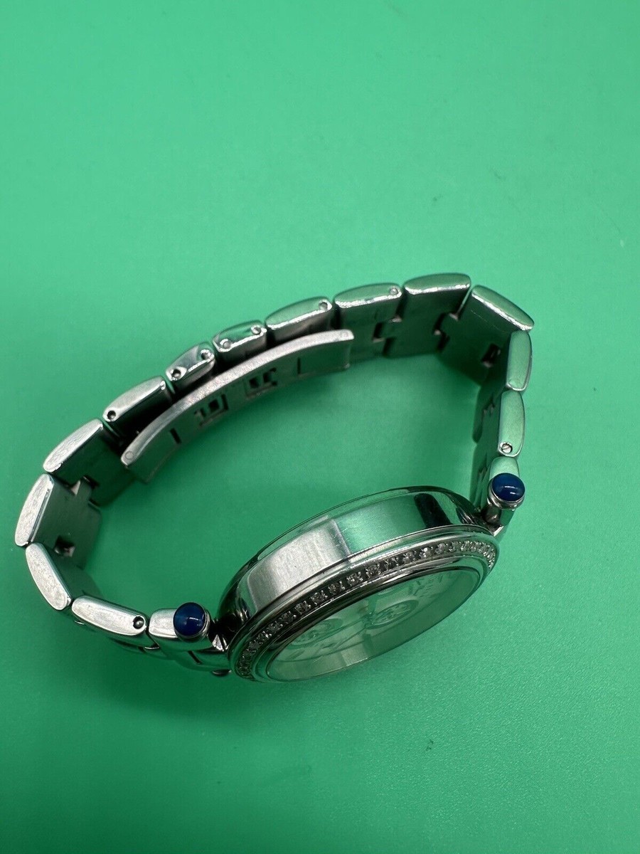 Nice Lucien Piccard Women Watch Chronograph Diamond Bezel Blue