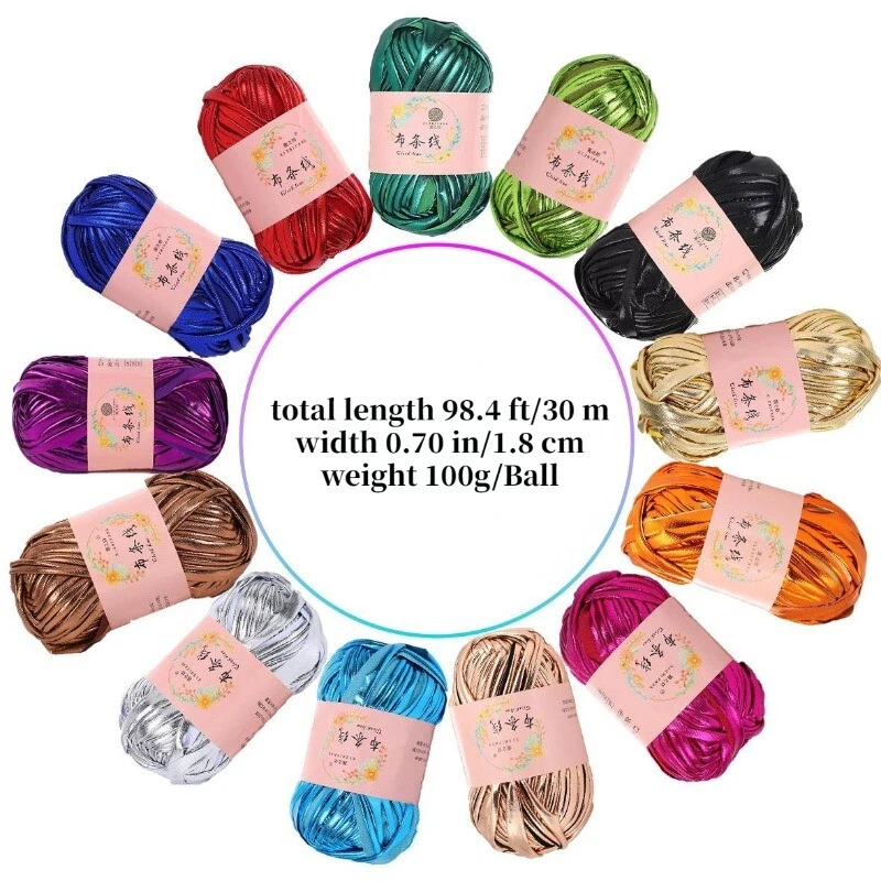 100 g de textura metálica camiseta fio bola brilhante fio de tricô faça você mesmo artesanato 30M costura - Imagem 2 de 4