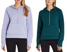Danskin Ladies' Mixed Rib Cozy Half Zip Hoodie