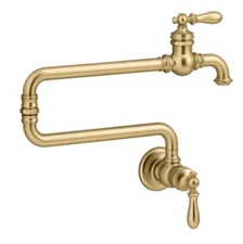 Kohler Artifacts K-99270-2MB Kitchen Wall Mount Pot Filler Faucet Moderne Brass