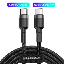 Baseus 100W USB C To USB Type C Cable USBC PD Fast Charge (60W Gray Black, 0.5m)