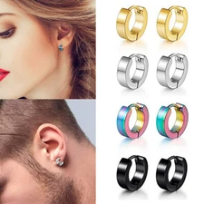 2pcs Stainless Steel Loop Earrings for Men Women Small Huggie Hoop Ear Piercings
