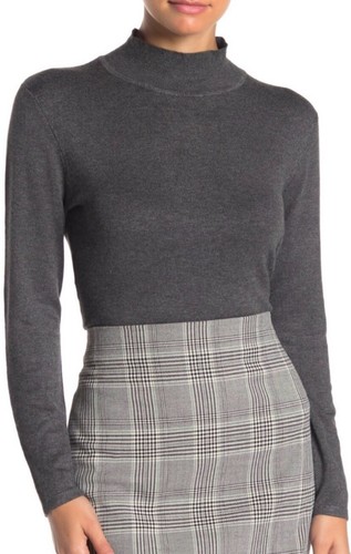 T Tahari Mock Neck Heather Graphite 