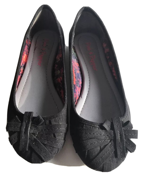 PRETTY Pink & Pepper Romance Black Ballet Flats Shoes  6