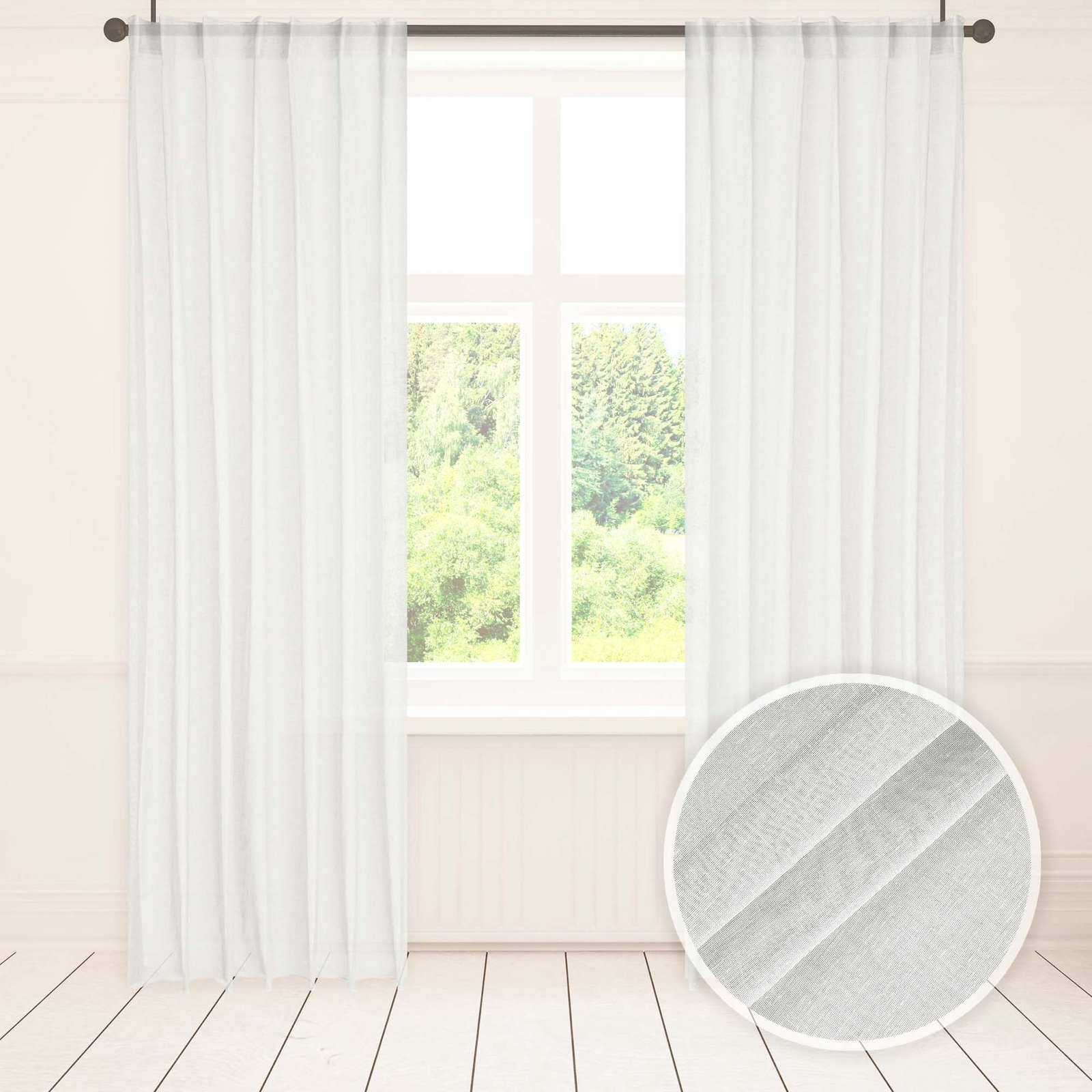 Cortinas a Medida Estores Blanco Natural Webware Bufanda 1er Cinta Plisada 90mm