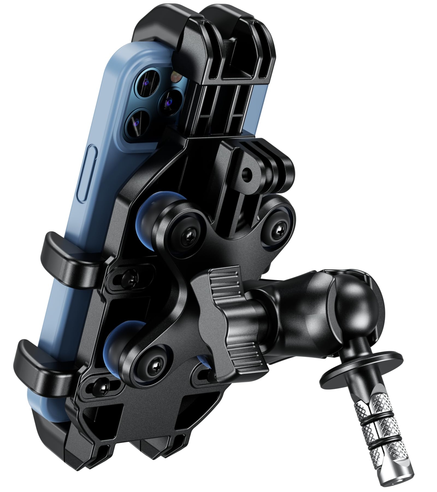 Motorcycle Fork Stem Phone Mount with Vibration Dampener, Adjustable Heavy Du...