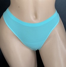 Barely There Vintage Y2K Teal 6 M Skimpy Nylon Panty Thong Bikini Underwear