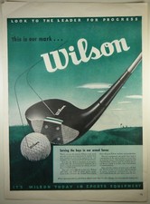 Vintage 1945 WILSON GOLF CLUBS  BALLS Full-Pg Lg Magazine Print Ad: WWII