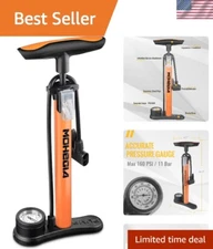 Compact High-Pressure Floor Pump with Real-Time Gauge - Perfect for Cyclists